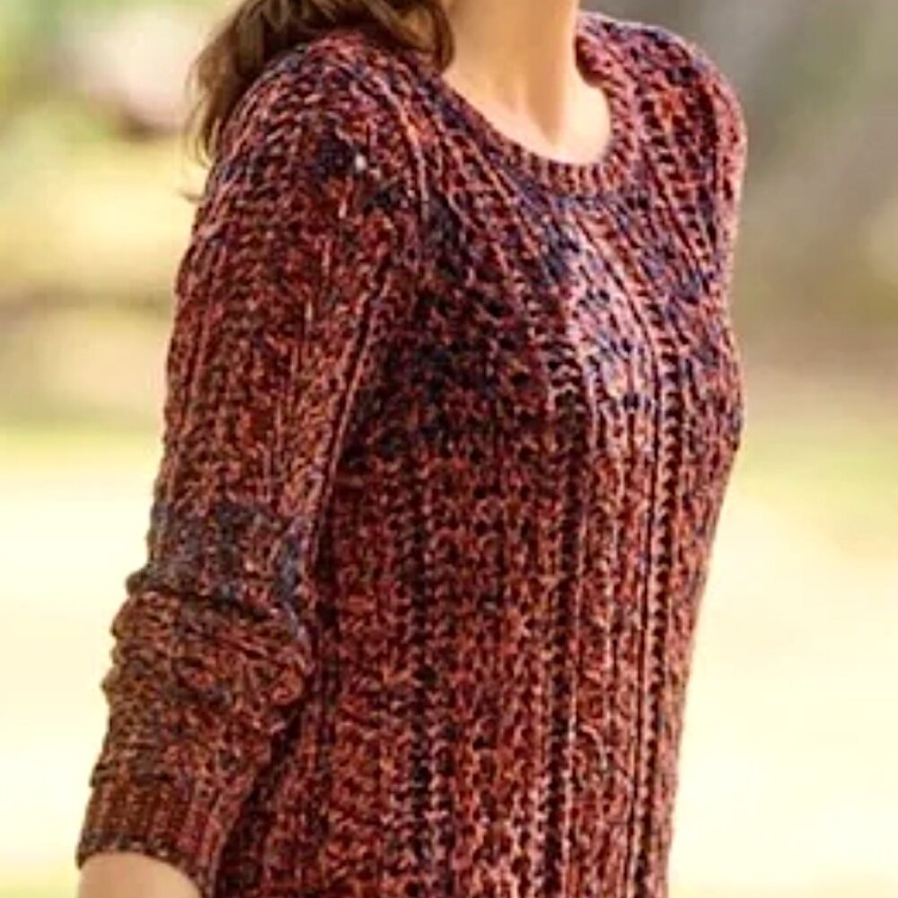 Soft Surroundings Open Knit Chenille Sweater, Two Tone,  Medium